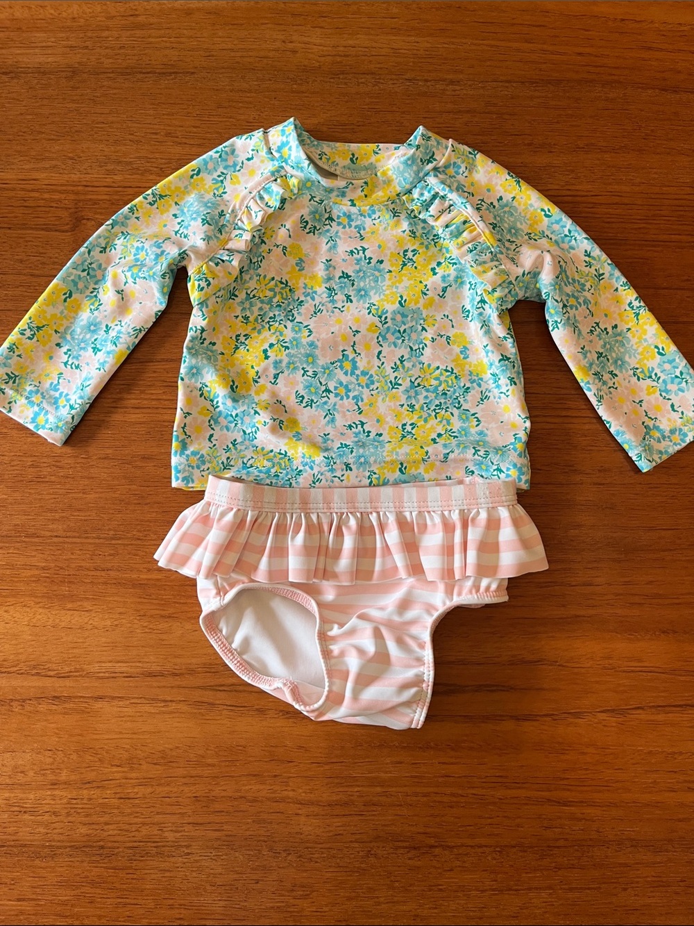 Tucker + Tate Floral Long-Sleeve Rashguard Set - Aqua, Yellow & Pink